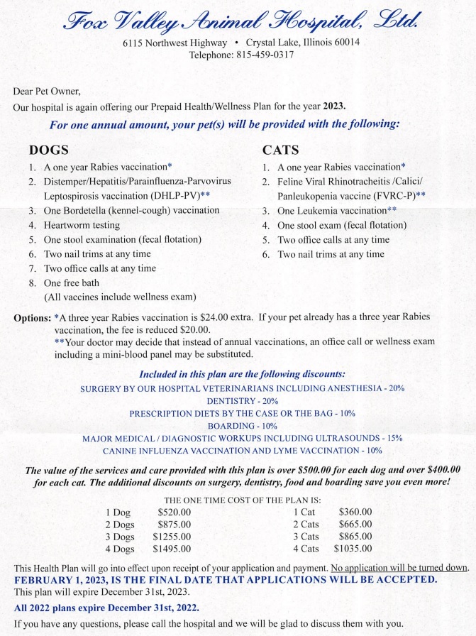 Prepaid Pet Health Plan Information Handout